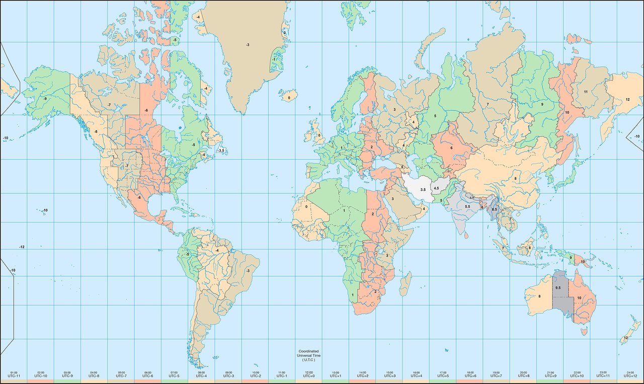 Time zones map