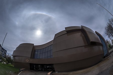 Bright parhelium over the ESO Supernova