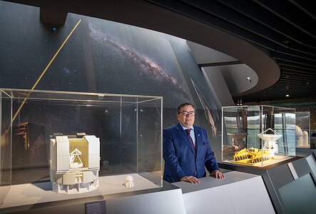 Xavier Barcons with telescope models